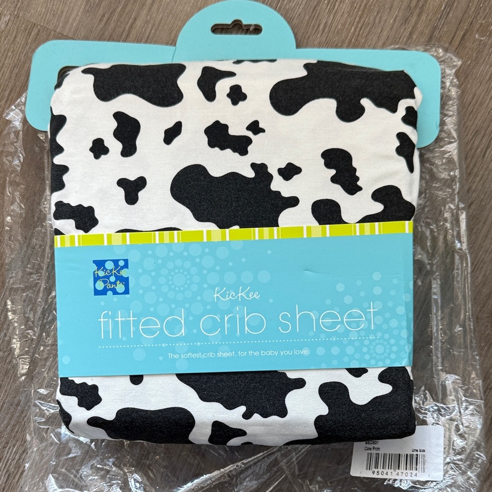NEW Kickee Pants Black and White Cow print Bamboo Crib to toddler bed sheet